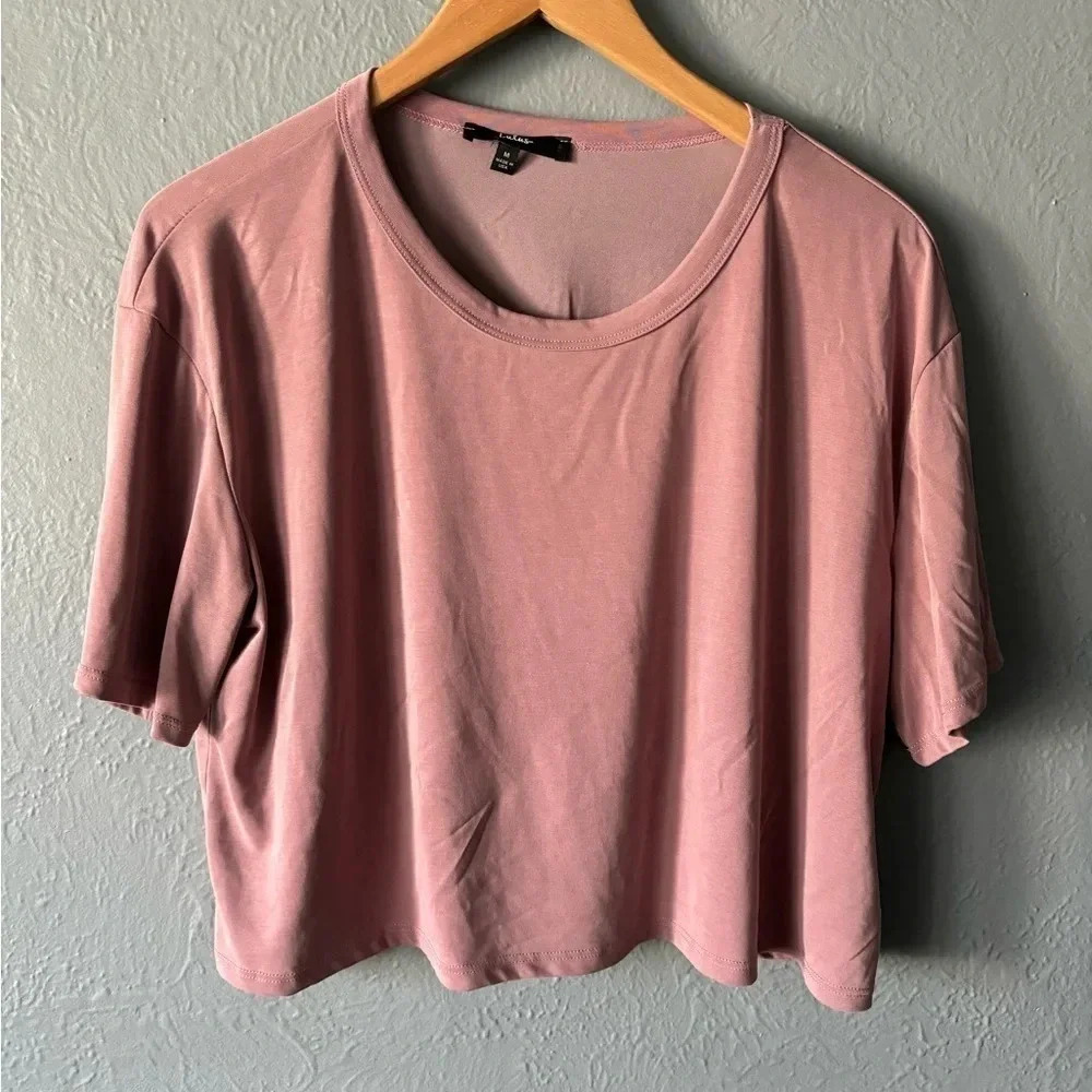 Lulu’s Cropped Modal Short Sleeve Tee Dusty Rose Medium